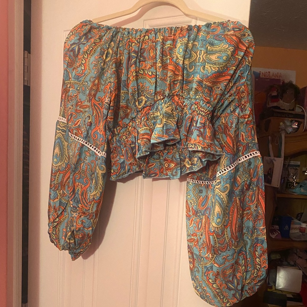 Paisley floral silk crop top